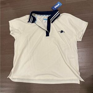 NWT Prince Pickleball Off-White Polo Shirt with Navy Accents